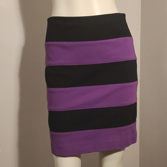 Ann Taylor Purple and Black Striped Pencil Skirt - Picture 2 of 7